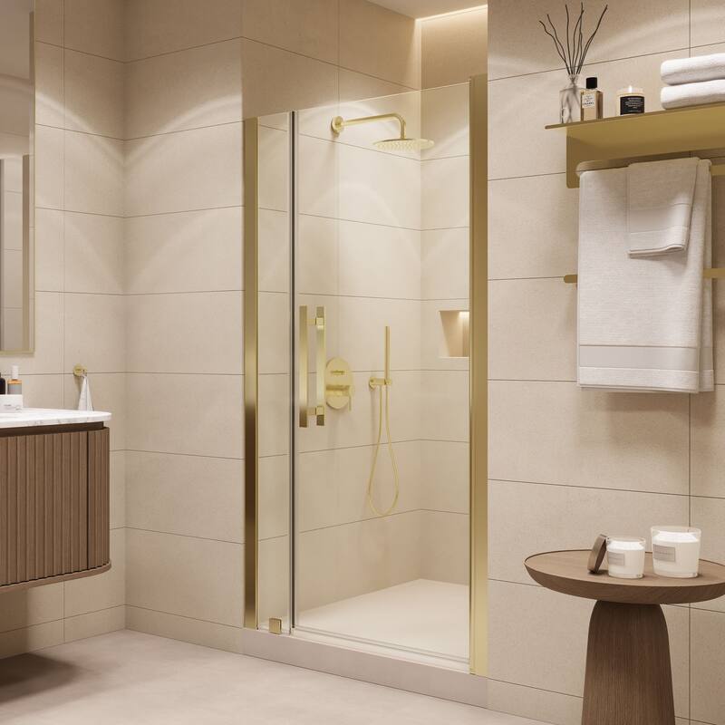 Pasadena Alcove Frameless Pivot Shower Door, 2025 - 39" - Brushed Gold