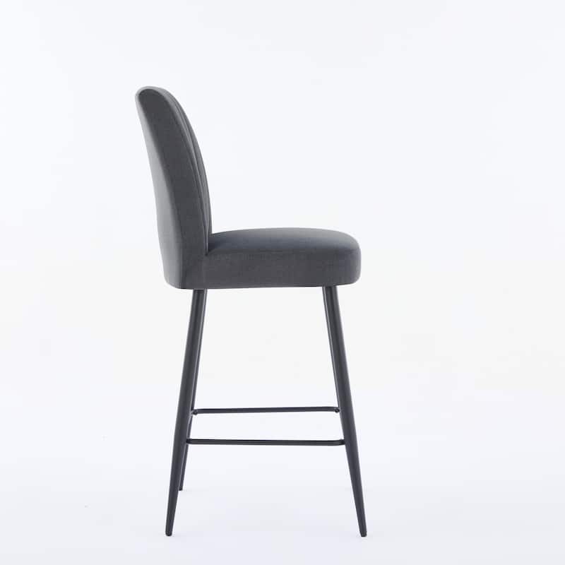 Velvet Bar Chairs Set of 2, Modern Armchair Bar Counter chair with Metal Legs and Upholstered Backrest for Dining Room