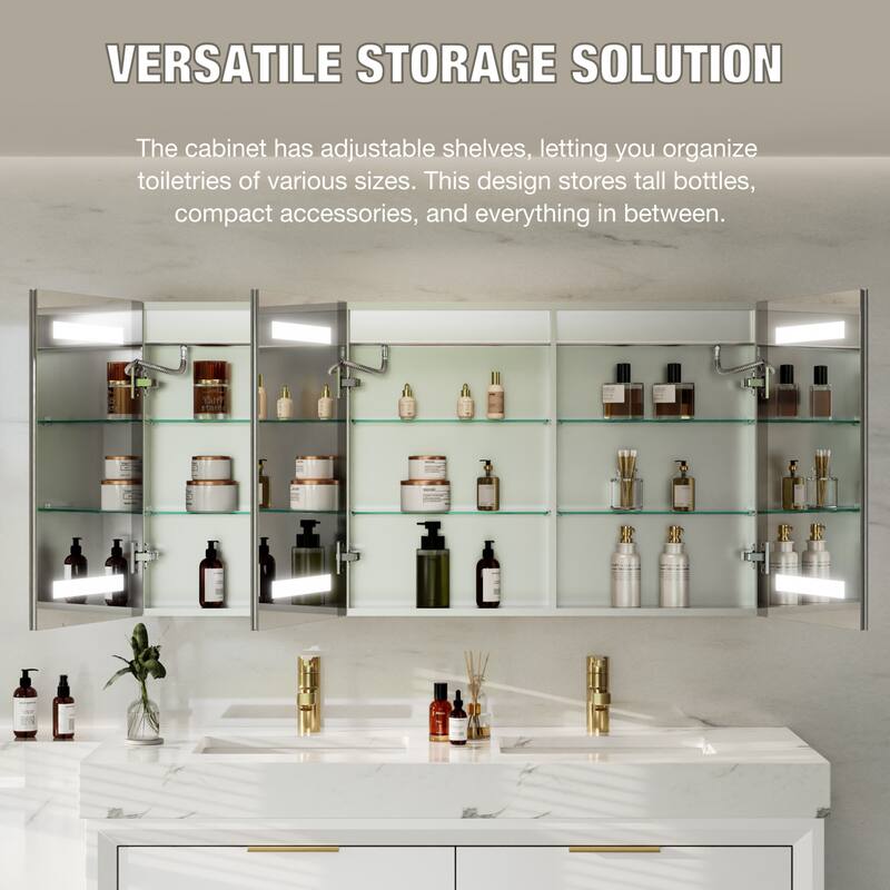 30-48'' W x 24'' H Surface or Recessed LED Bathroom Medicine Cabinet With Mirror,Defog & Quiet Hinges