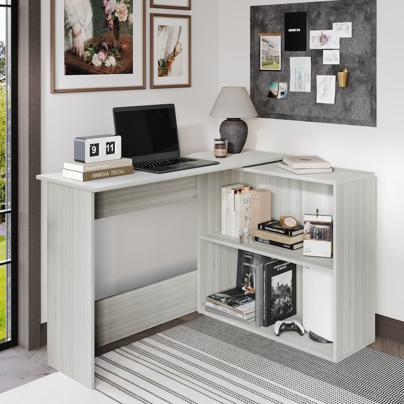 CraftPorch Contemporary L-Shape Writing Desk with Cabinet