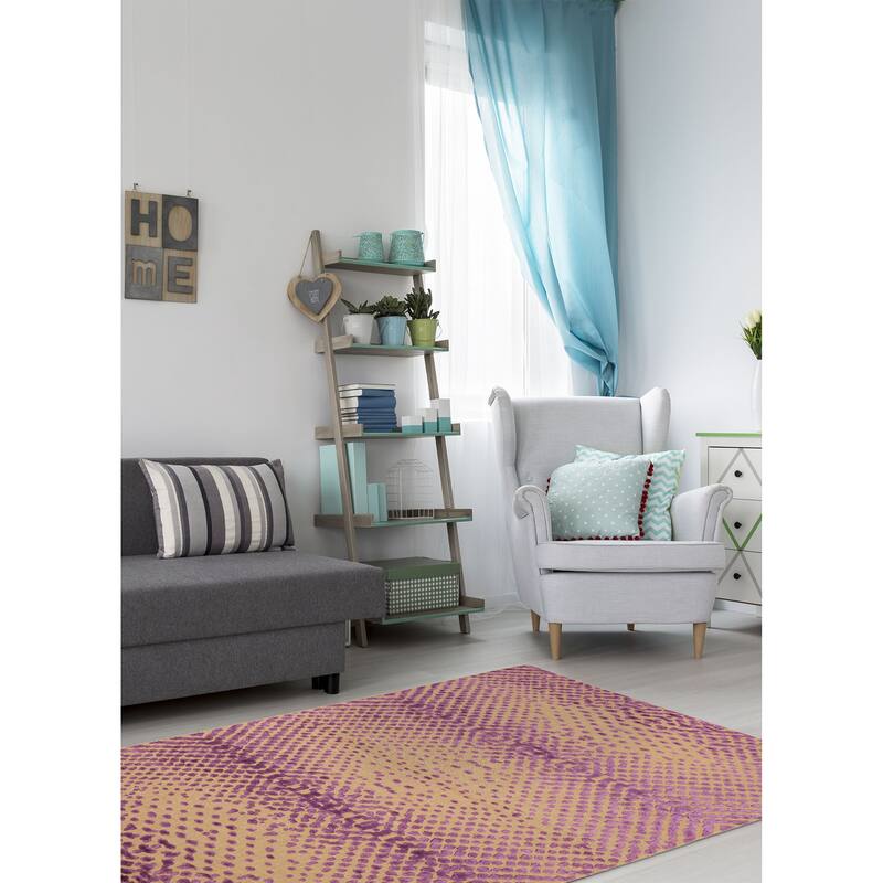 ECARPETGALLERY Hand Loomed Elysian Purple Viscose, Wool Rug - 5'0 x 8'3