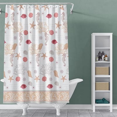 Printed Canvas Shower Curtain Polyester Bathroom Decor Beautiful Colorful Design 70" x 70"