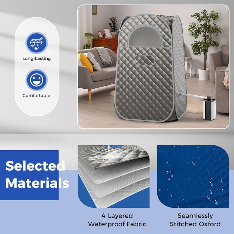 Gymax Portable Home Sauna Full Body Steam Sauna Tent w/ 3L Steam - 34.5''x 34.5''x 58''(L x W x H)