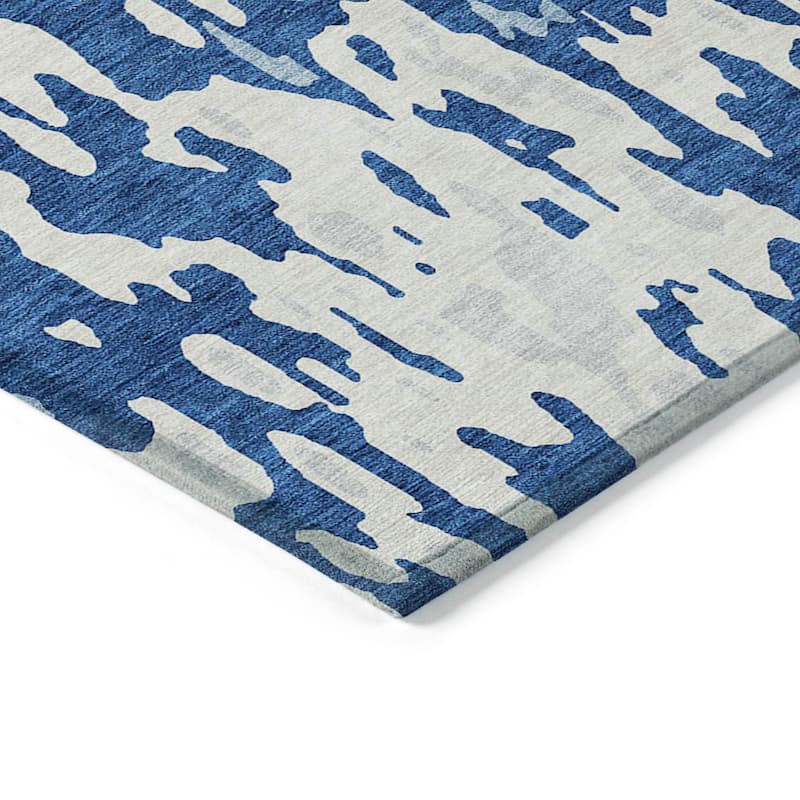 Machine Washable Indoor/ Outdoor Abstract Contemporary Chantille Rug