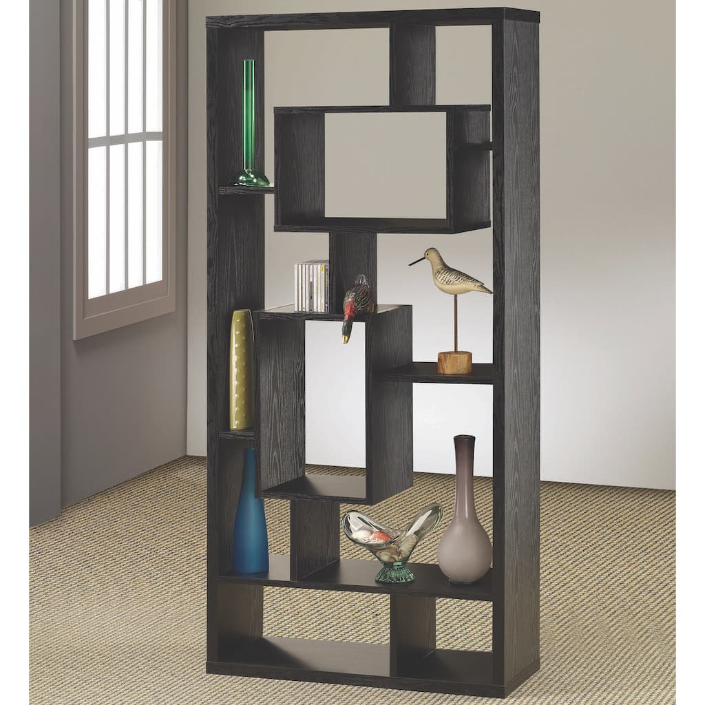 Modern Mosaic Design Black Oak Bookcase Display