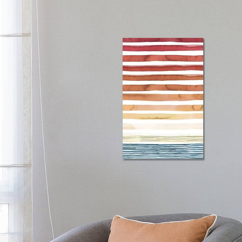 iCanvas "Summer Sunset Watercolor Stripes" by Ninola Design Canvas Print - 26x18x1.5
