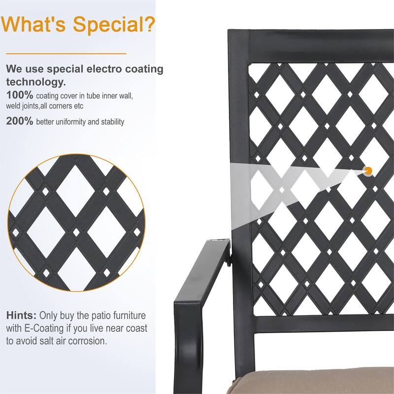MAISON ARTS 5-Piece Patio Dining Set with 4 Swivel Cushioned Chairs and a 37" Weather Resistant Table