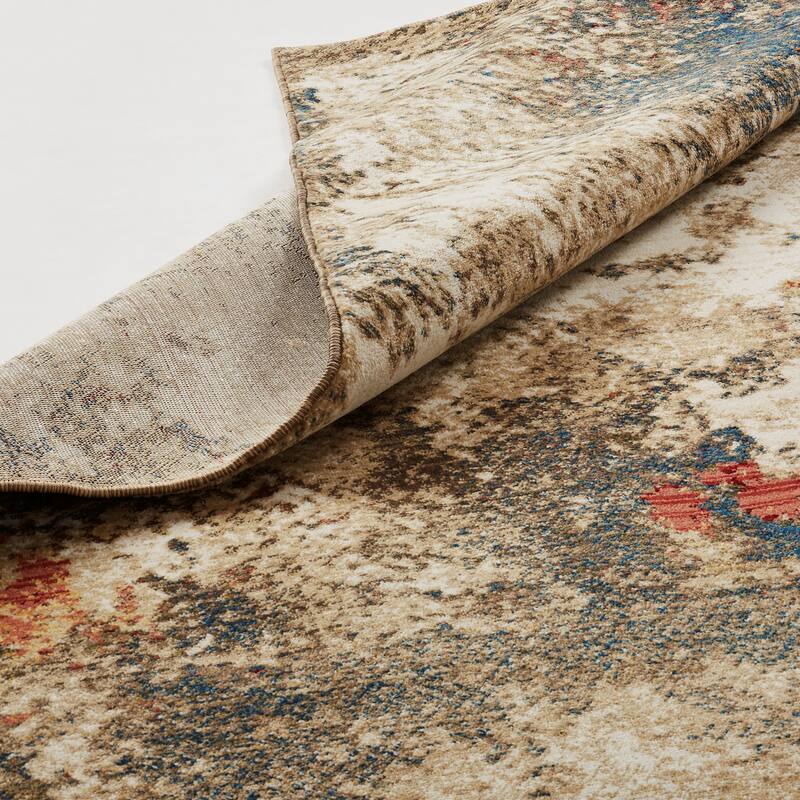 Porch & Den Hodes Distressed Sand Tones Geometric Area Rug