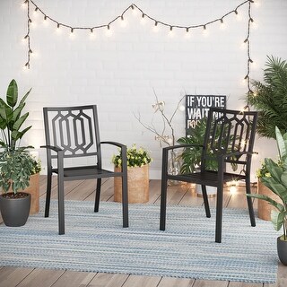 2-Piece Outdoor Patio Metal Dining Chairs for Garden,Backyard E-coating Weather-resistant Stackable Armchairs