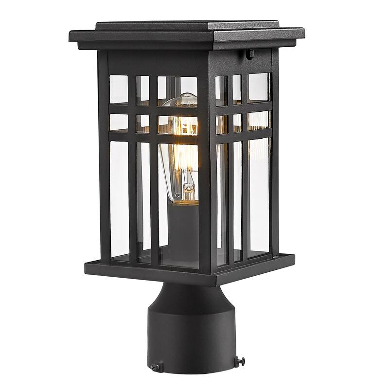 Outdoor Post Light, Lantern Light Fixture with Clear Glass Shade