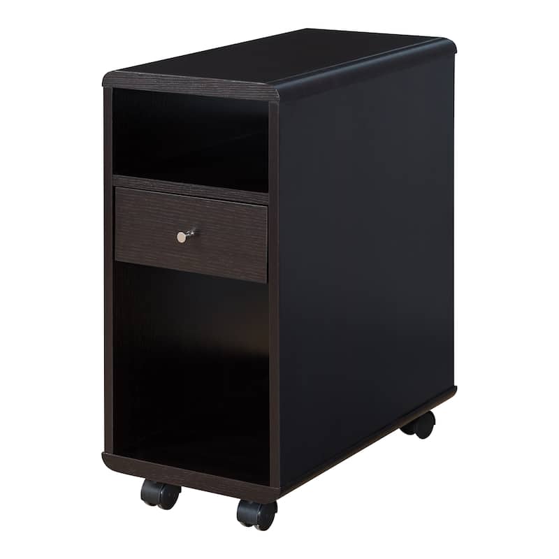 Furniture of America Cavy Contemporary Caster Wheels Drawer Side Table