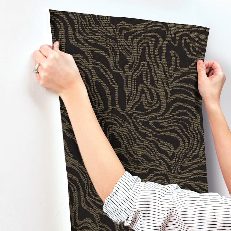 A-Street Prints Massar Black Modern Marbled Wallpaper