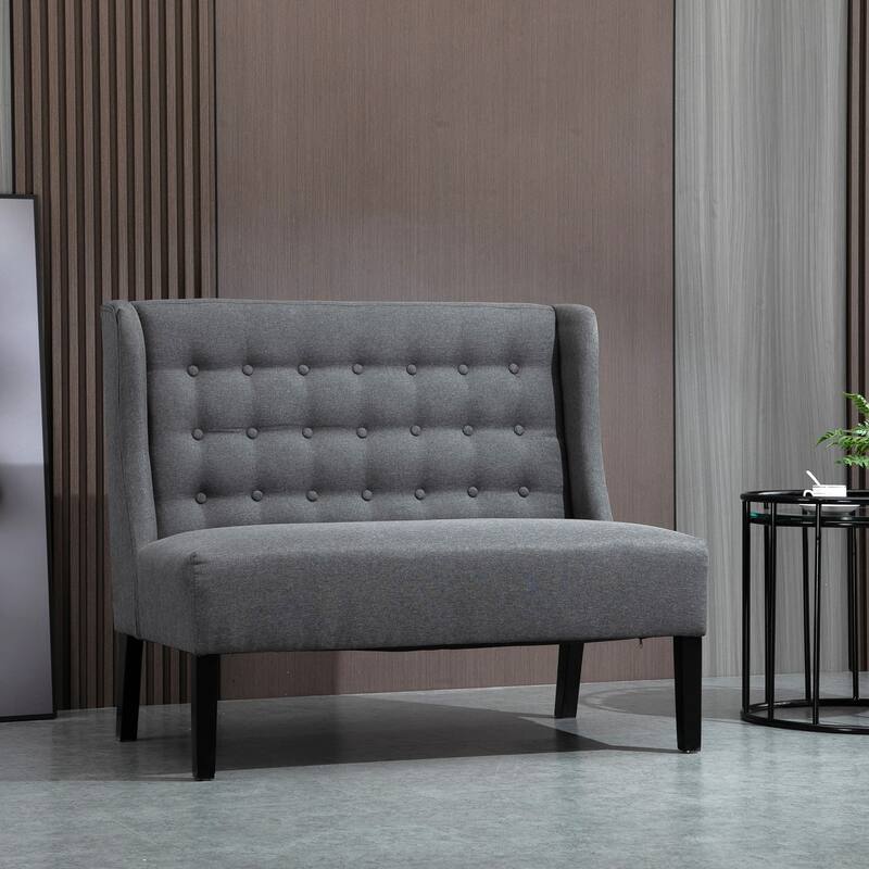 Upholstery Wingback Double Sofa Armless Couch