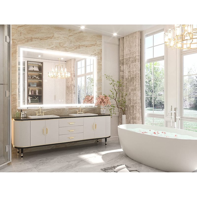 TETOTE LED Bathroom Vanity Wall Mirror, Dimmable and Anti-Fog