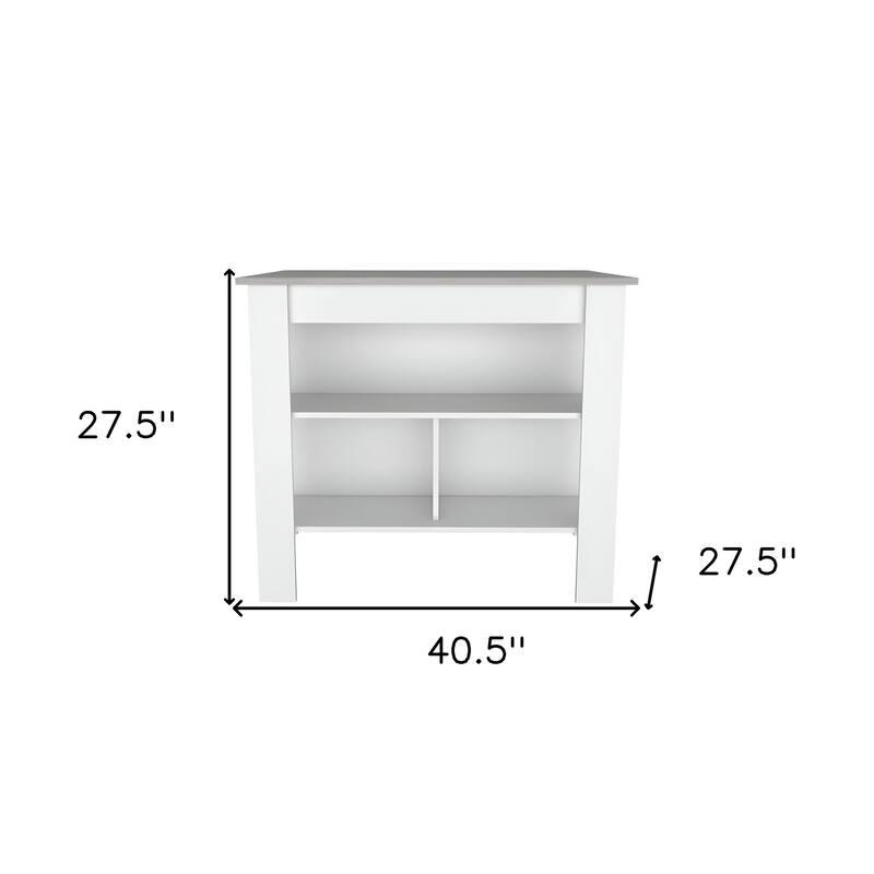 HomeRoots White and Gray 41" Kitchen Island With Storage - 27.5" X 40.50" X 27.50"