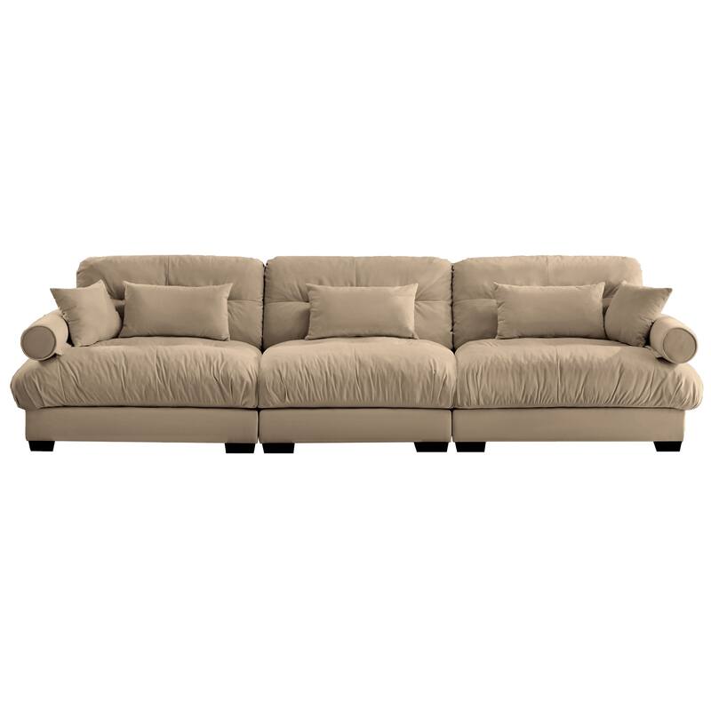 Modern Sectional Couch Comfortable Upholstered Sofa Set with Lumbar Pillow and Throw Pillow for Living Room