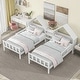 preview thumbnail 1 of 6, Double Twin Bed with Headboard and Nightstand White