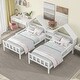 preview thumbnail 2 of 12, Double Twin Size Platform Kids Bed Frame with House-Shaped Headboard and Built-in Nightstand, No Box Spring Required, White
