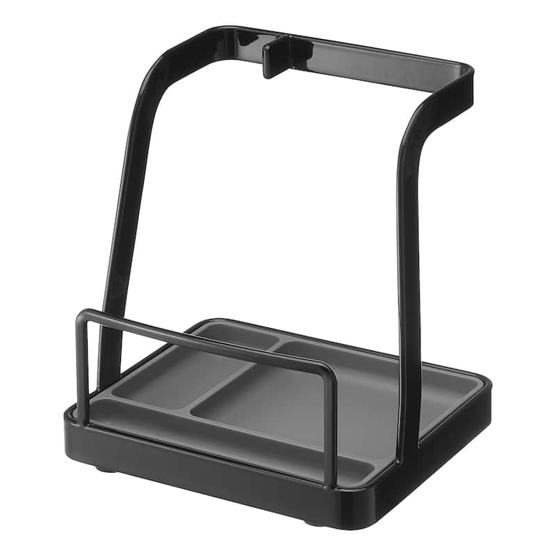 Yamazaki Home Lid and Ladle Stand - Large, Steel - L 4.84 x W 5.51 x H 5.98 inches - Black