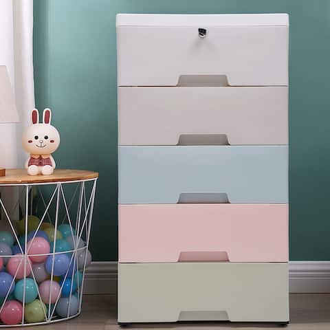 Storage Cabinet with 5 Drawers Nightstand Bedside Furniture