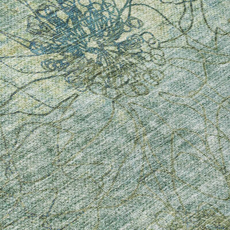 Machine Washable Indoor/ Outdoor Contemporary Floral Chantille Rug