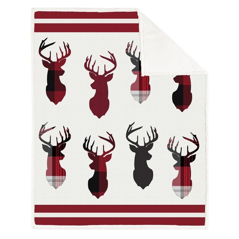 Premium Reversible Throw Blanket 60in x 48in (Knit Deer Shield)