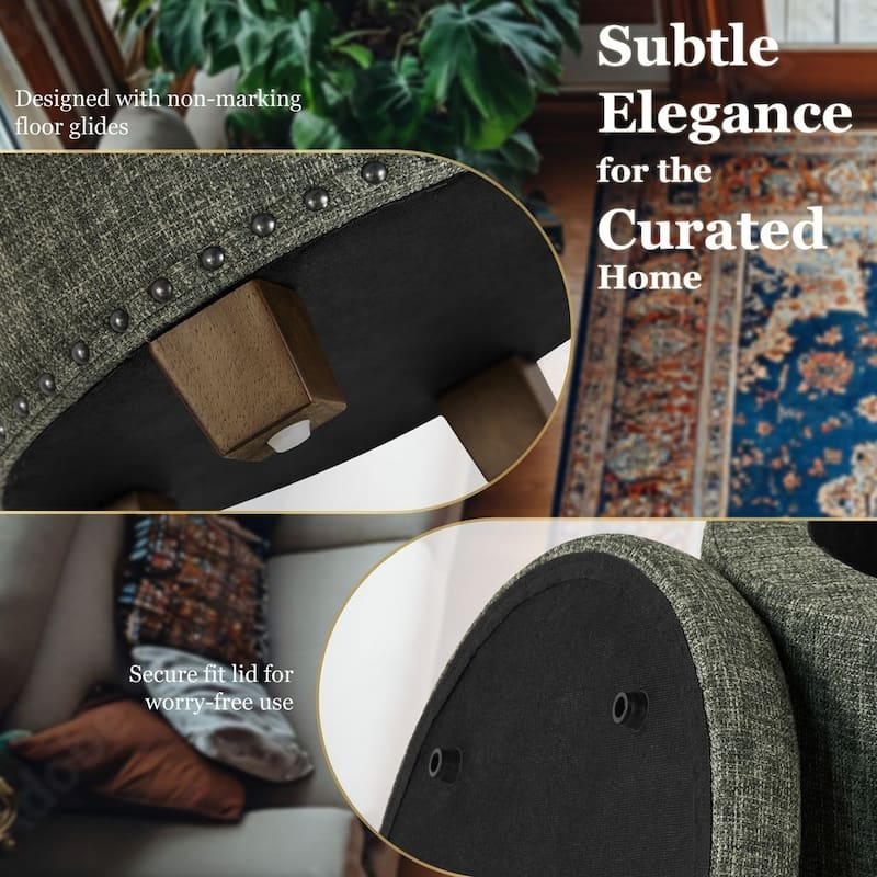 HomePop Storage Ottoman with Nailheads