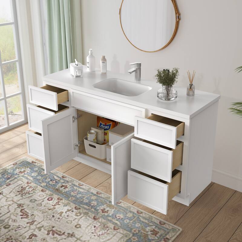 Vanity Art 66" Birch Freestanding Bathroom Vanity Cabinet without Top
