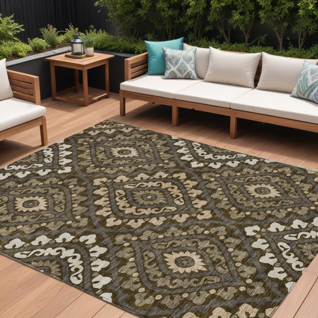 HomeRoots Floral Transitional Rectangle Outdoor Rug
