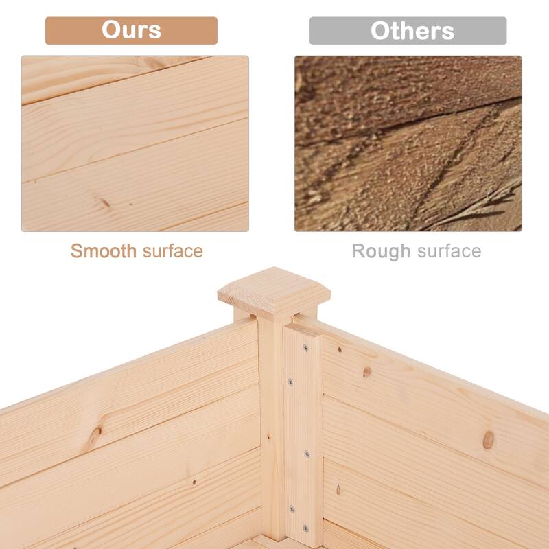 Outdoor Raised Garden Bed with Legs, Elevated Wooden Garden Self-Draining Planter Box for Gardening Backyard Patio, Natural
