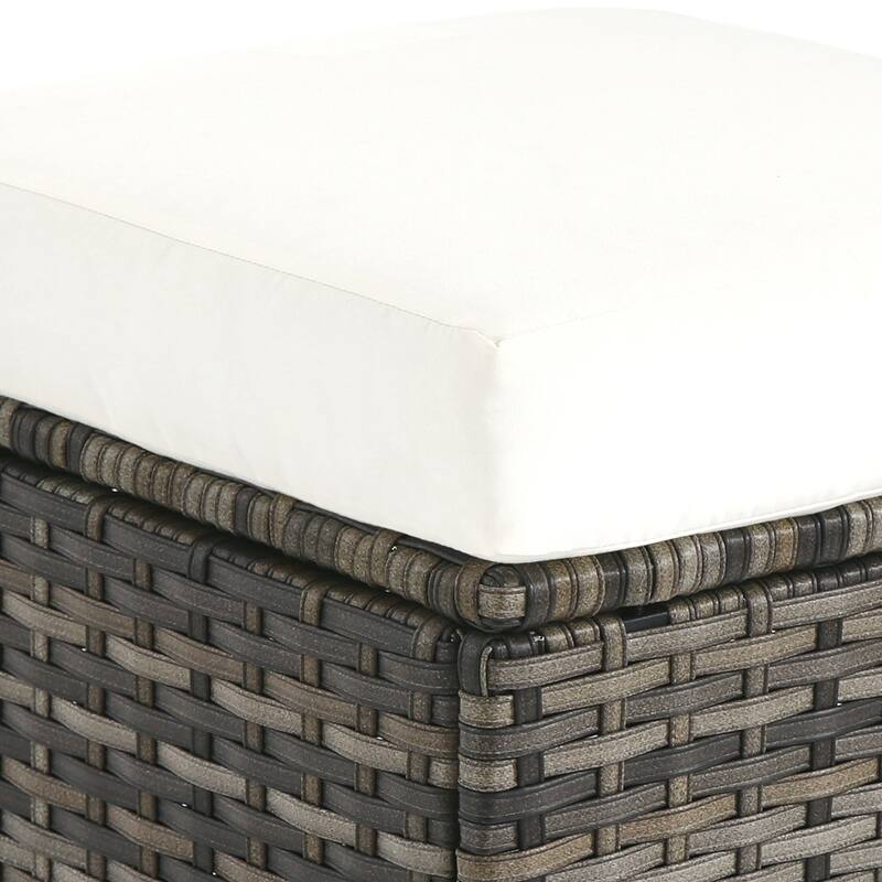 Outdoor Wicker Square Storage Ottoman with Plush Cushion