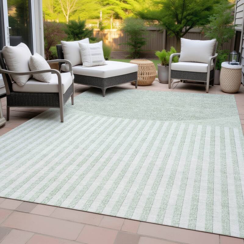 Machine Washable Indoor/Outdoor Contemporary Mod Chantille Rug