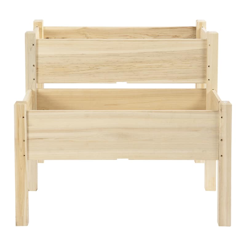 Outsunny 34"x34"x28" 2-Tier Raised Garden Bed Wooden Planter Box for Backyard, Patio to Grow Vegetables, Herbs, and Flowers