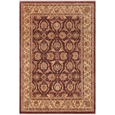 Shabby Chic Ziegler Florenti Brown Beige Hand-knotted Wool Rug - 8 ft. 9 in. x 11 ft. 10 in.
