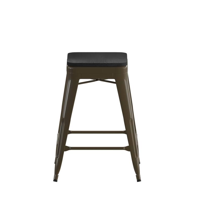 All-Weather Backless Commercial Bar Stool with Poly Resin Seat