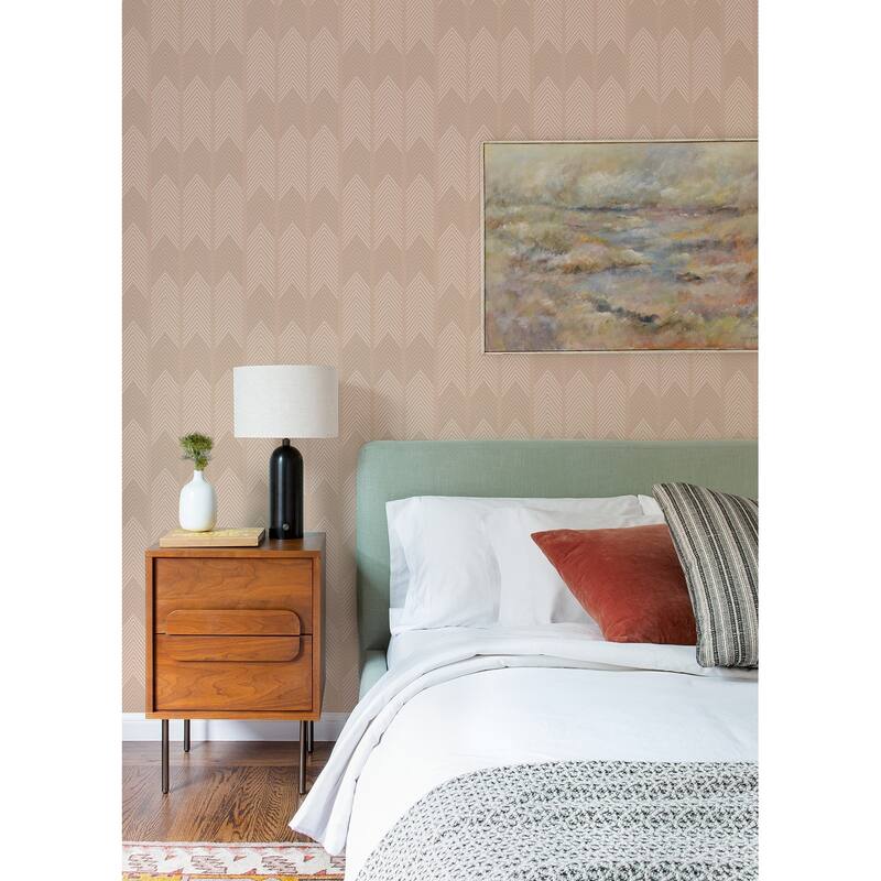 A-Street Prints Nyle Blush Chevron Stripes Wallpaper