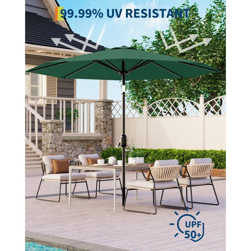 Coromose 9FT Outdoor Patio Umbrella, 8 Sturdy Ribs, with 32 LED Lights