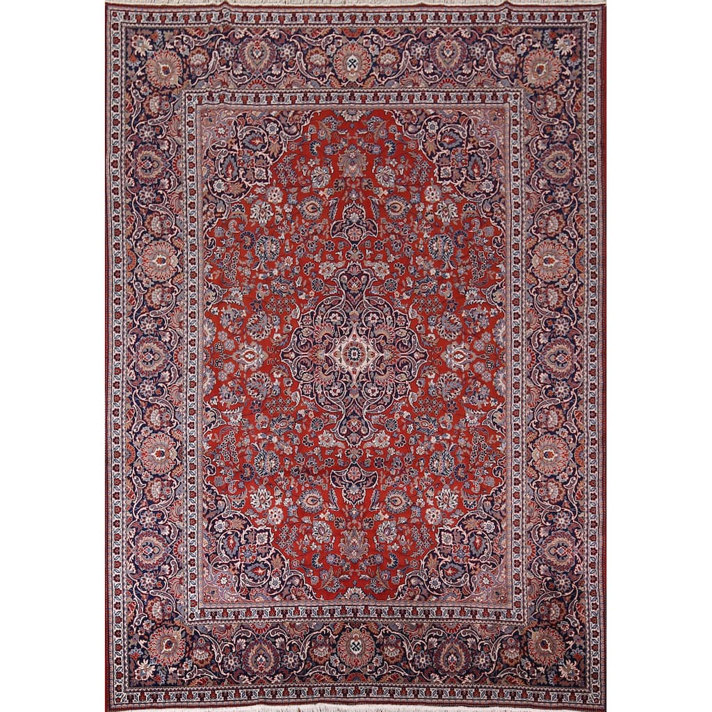 Traditional Kashan Turkish Area Rug Machine Made Floral Carpet - 9'7" x 12'6"