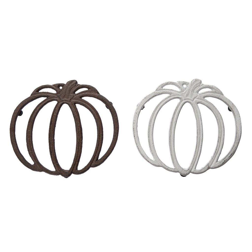 Transpac Iron Pumpkin Trivet Set of 2 Fall/Harvest Home Decorations