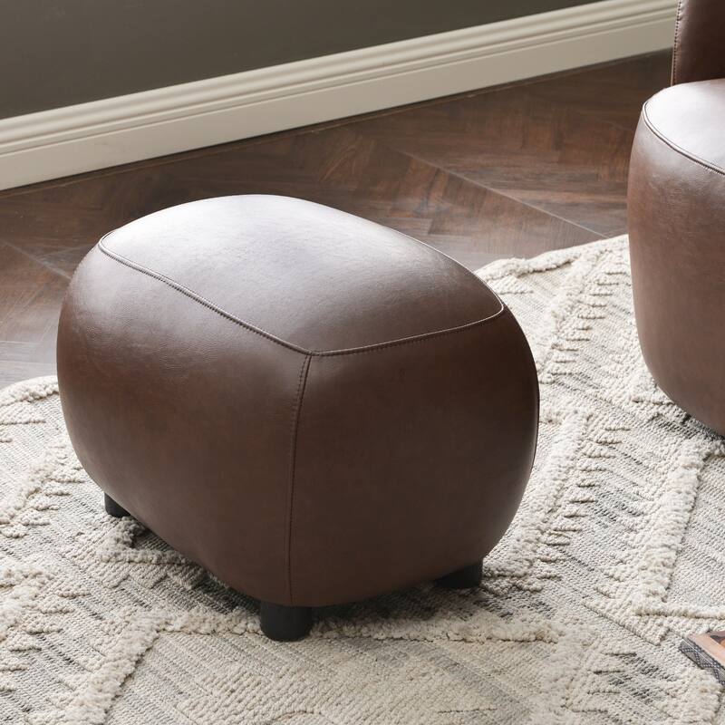 KINWELL 23" Wide Faux Leather Upholstered Ottoman Footrest, PU Entryway Footstool