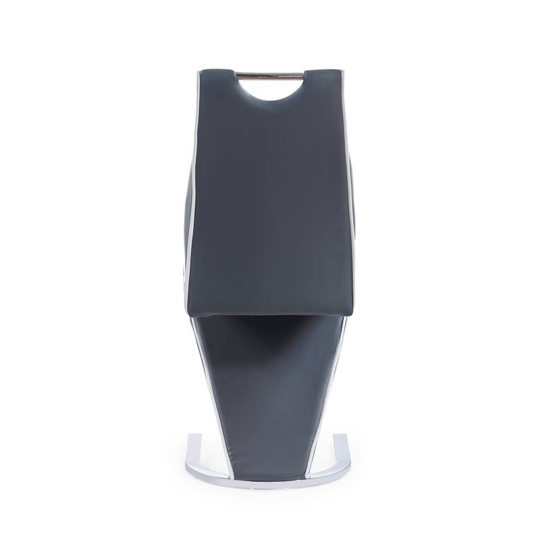 Gothic Dining Chair - Faux Leather Seat, Horseshoe Base, Dark Grey & White Finish - 40