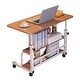preview thumbnail 8 of 12, 31.5" Adjustable Height Rolling Desk with Wheels & Storage Shelves, Mobile Standing Desk for Home Office, School Walnut
