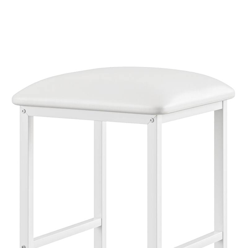 VECELO 5-Piece Dining Table Set with Black PU Leather Stools Space-Saving Rectangle Dining Set for Small Spaces Apartments