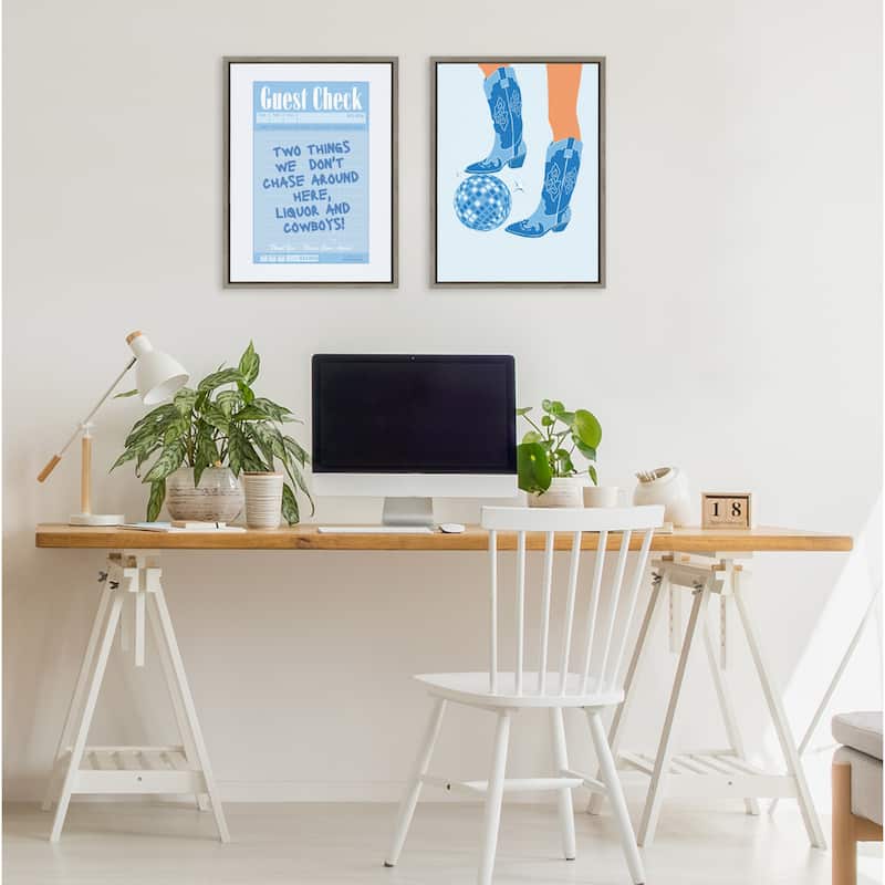 Kate and Laurel Sylvie Liquor and Cowboys Framed Canvas by Honey Island Studio