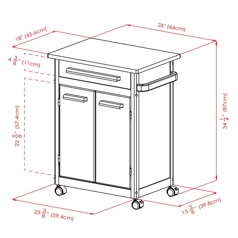 Hackett Kitchen Cart, Natural - 26.9 x 18.2 x 34.3 inches
