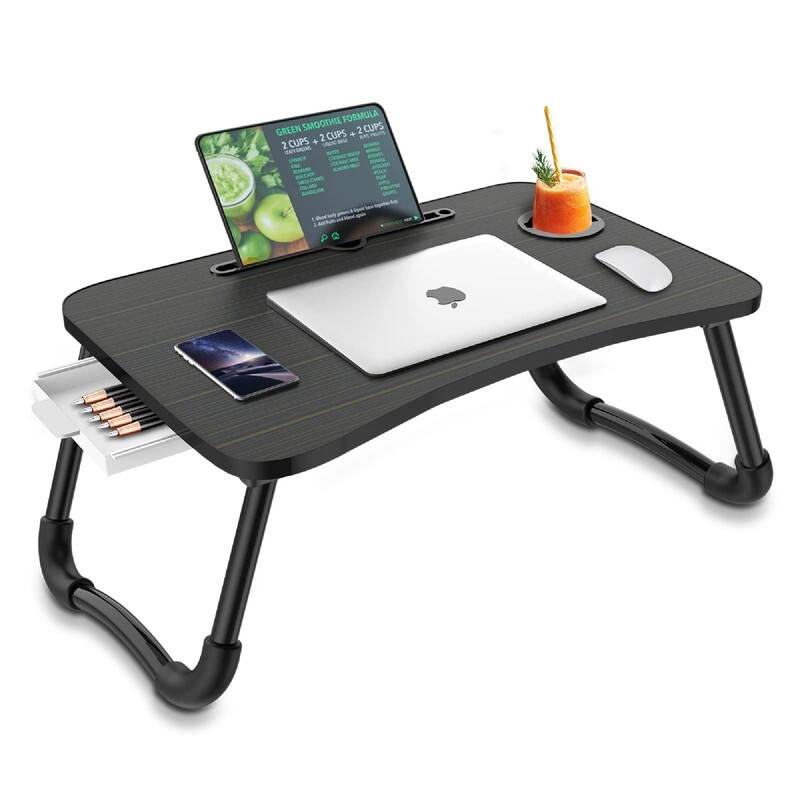 Foldable Laptop Bed Table Multi - 23.6"D x 15.8"W x 10.8"H - Black