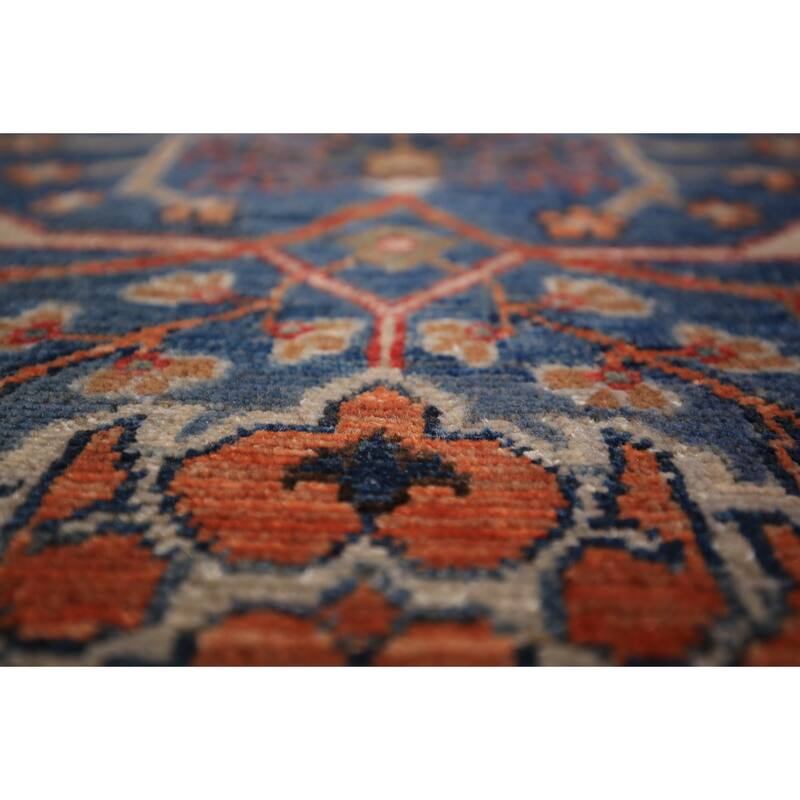 Blue Vegetable Dye Ziegler Oriental Runner Rug Handmade Wool Carpet - 2'8" x 12'11"