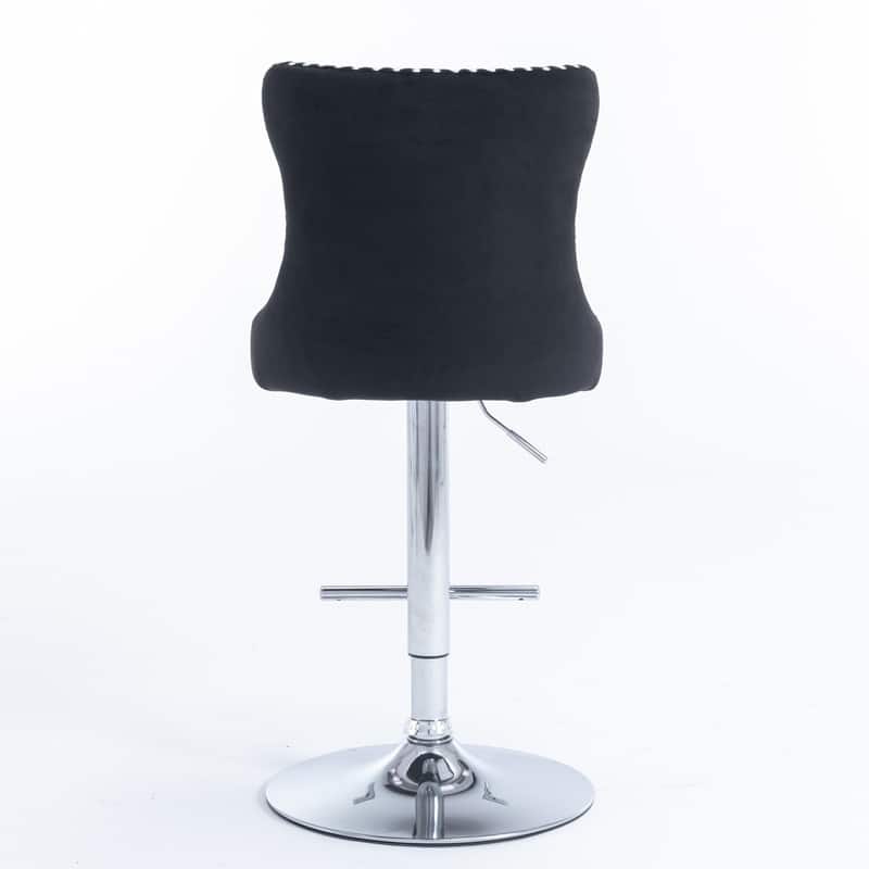 Velvet Swivel Upholstered Barstools with Adjusatble Seat Height and Tufted Comfortable Backs,Set of 2
