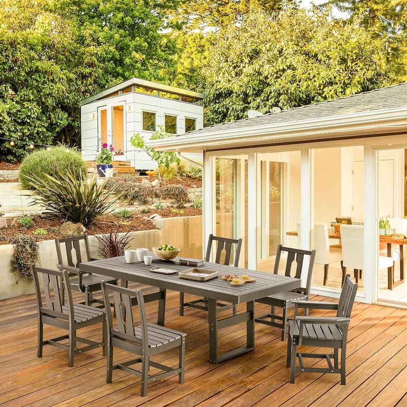 Outdoor HDPE Dining Table Set, Dining Table, Gray - Table