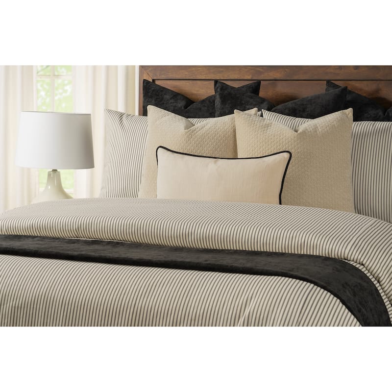 Farmhouse Ticking Stripe Black Duvet Cover & Insert Set